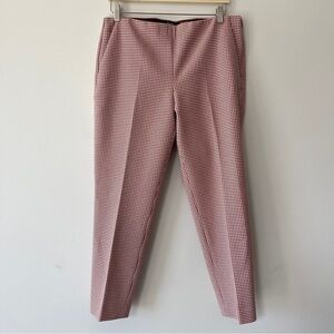 Theory Trousers Treeca Cotton Stretch Pants 10 Houndstooth Print burnt orange